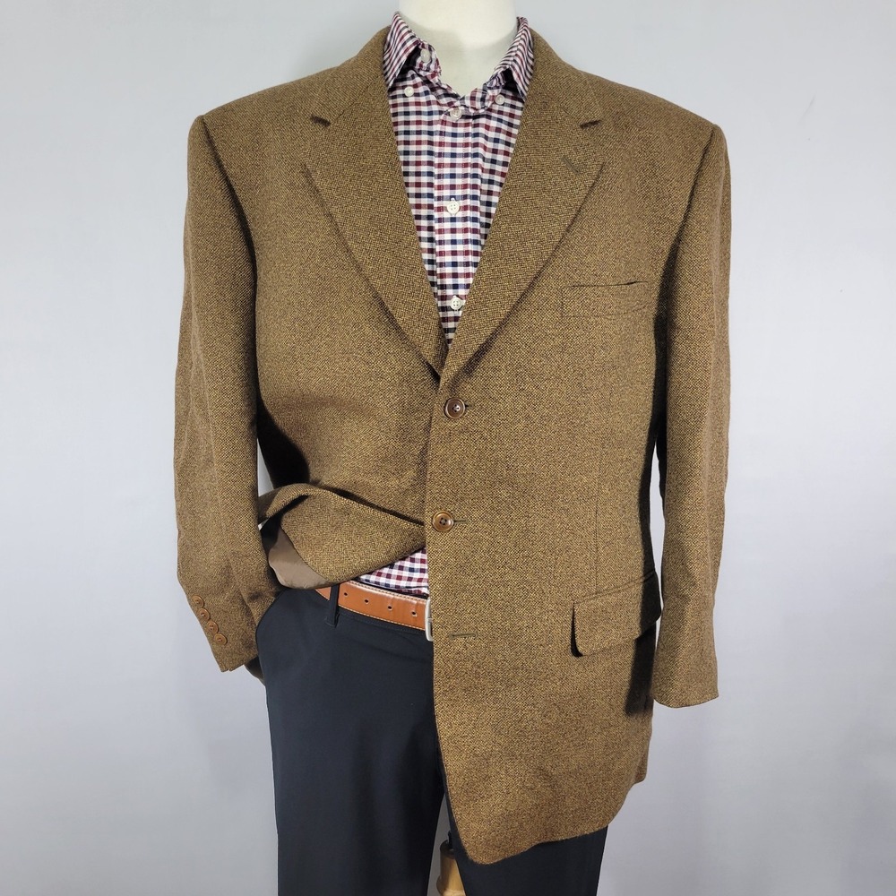 Alfani Men's Sport Coat Blazer Three Button‎ Brown Bozzalla Lesna Wool Brown 44R
